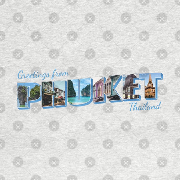 Greetings from Phuket in Thailand Vintage style retro souvenir by DesignerPropo